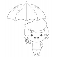Мальчик держит зонтик