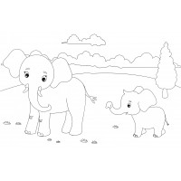 Мама слониха со слоненком