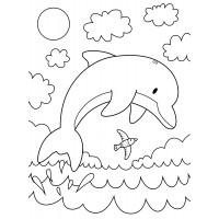 Дельфин прыгает по волнам
