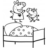 Свинка Пеппа и Джордж прыгают на кровати