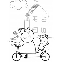 Мама Свинка и Пеппа на велосипеде