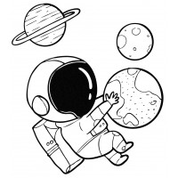 Космонавт держит планетку