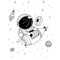Космонавт достает пончики