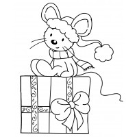 Мышка на новогоднем подарке