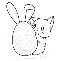 Кот держит яйцо с ушками