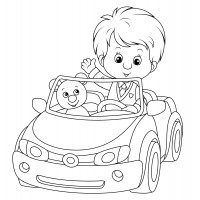 Мальчик на игрушечной машине