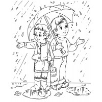 Мальчики под осенним дождем