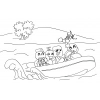 Радужные друзья катаются на лодке