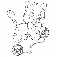 Котёнок с клубочком пряжи