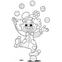 Клоун жонглирует мячами