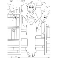 Девушка-неко в кимоно