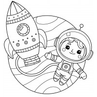 Малыш космонавт и ракета