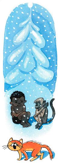 Кот под снегопадом