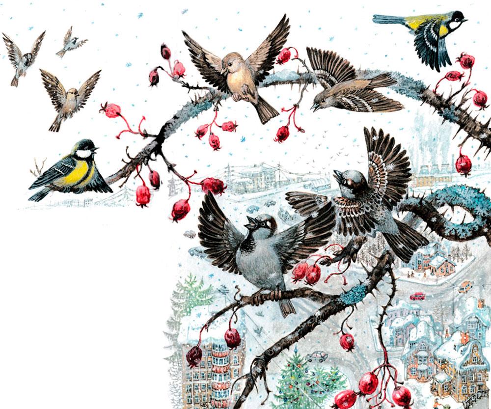 Синичка и воробьи