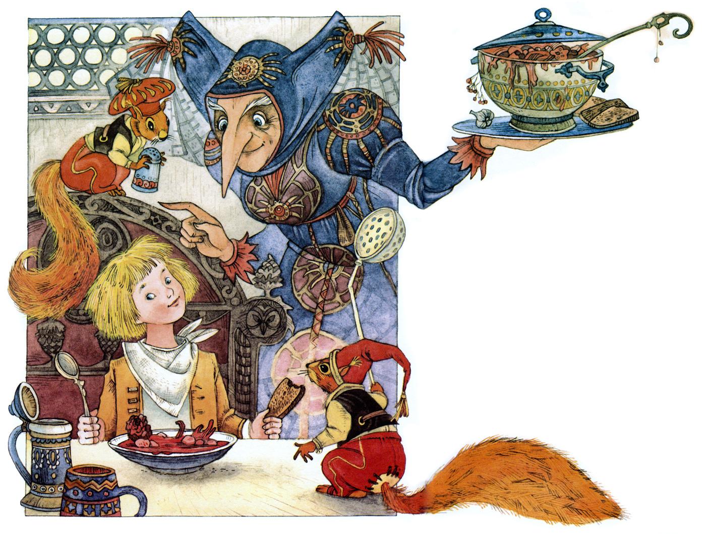 Мальчик с тарелкой супа