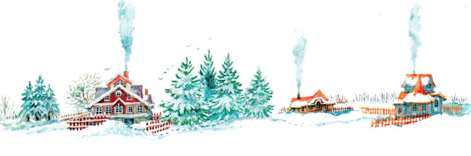 Домики зимой