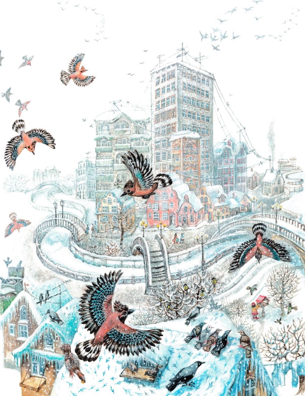 Птицы летят в город