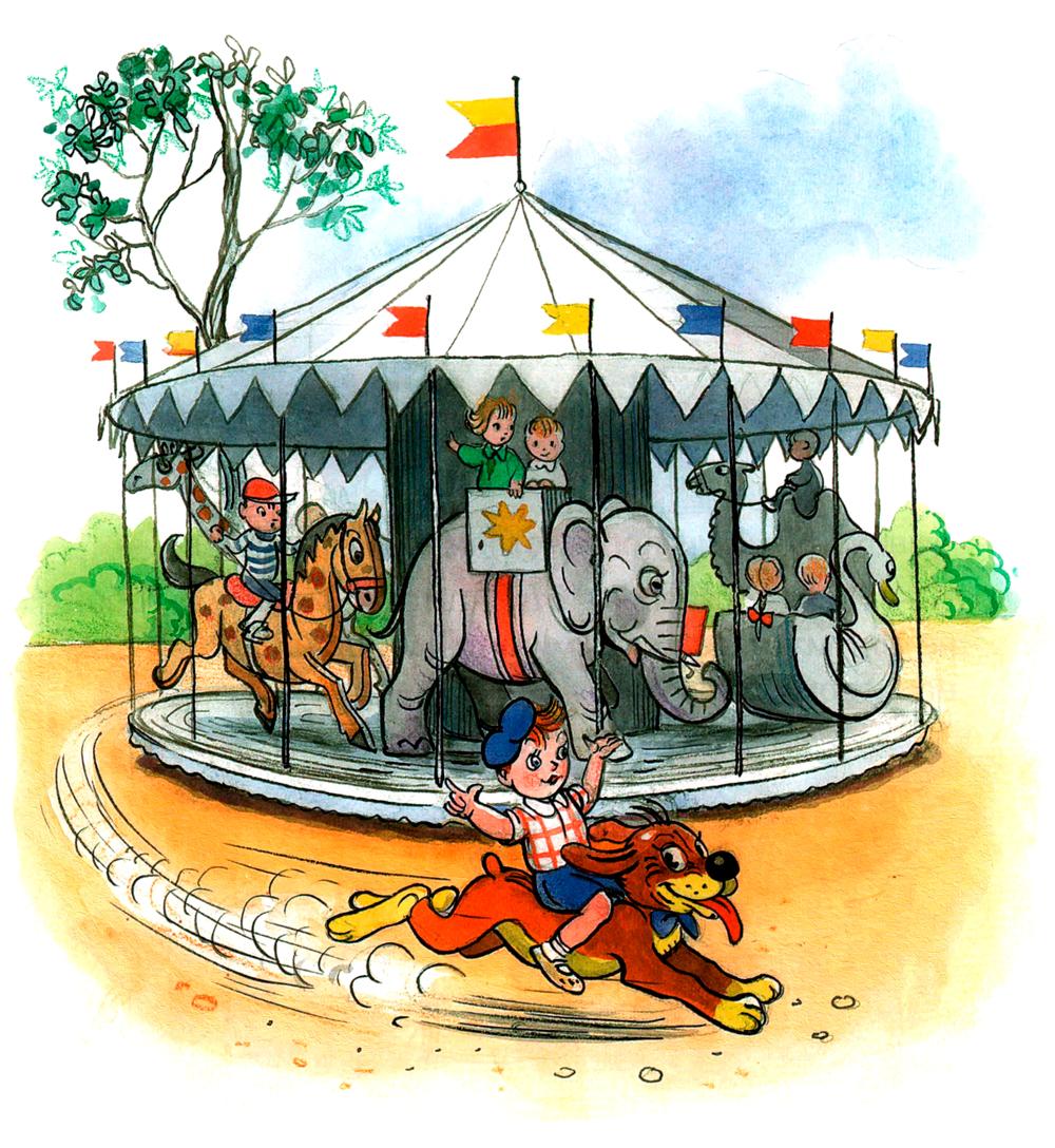 Пиф катает на спине мальчика