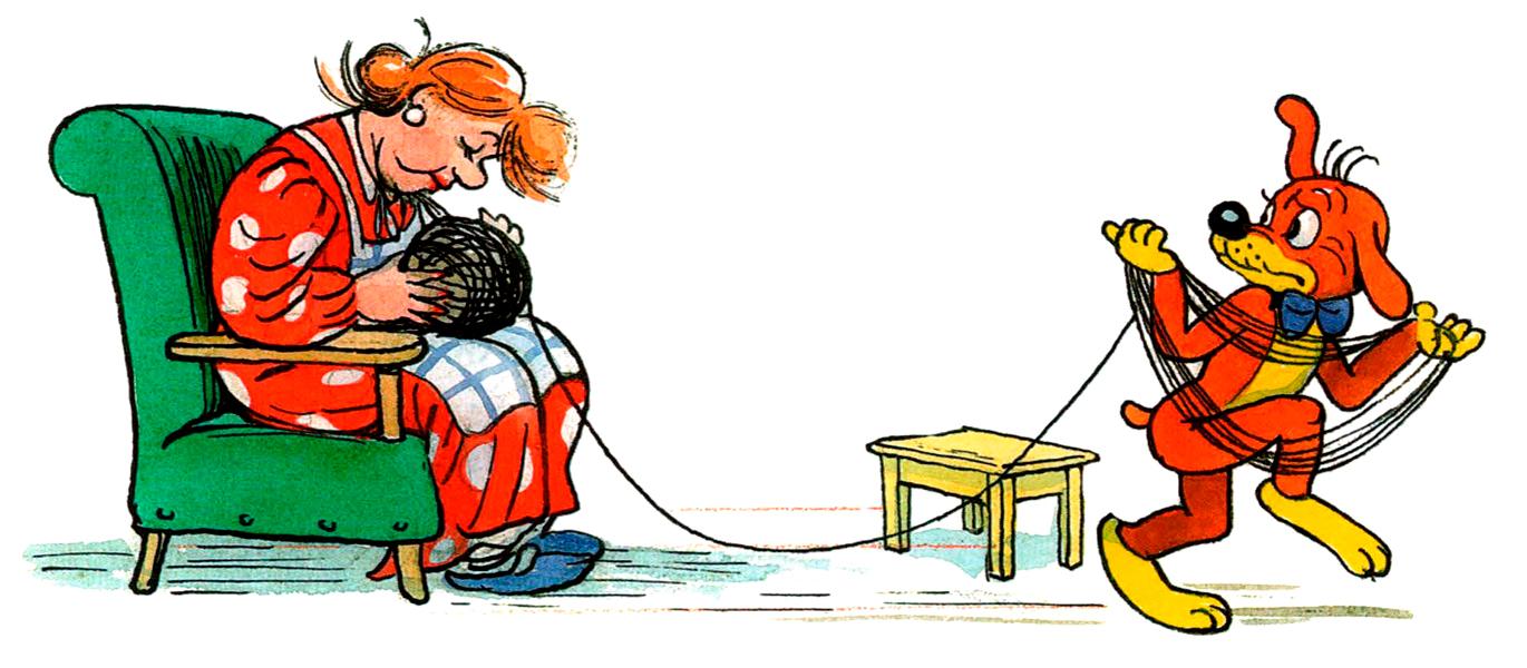 Тетя уснула с клубком пряжи