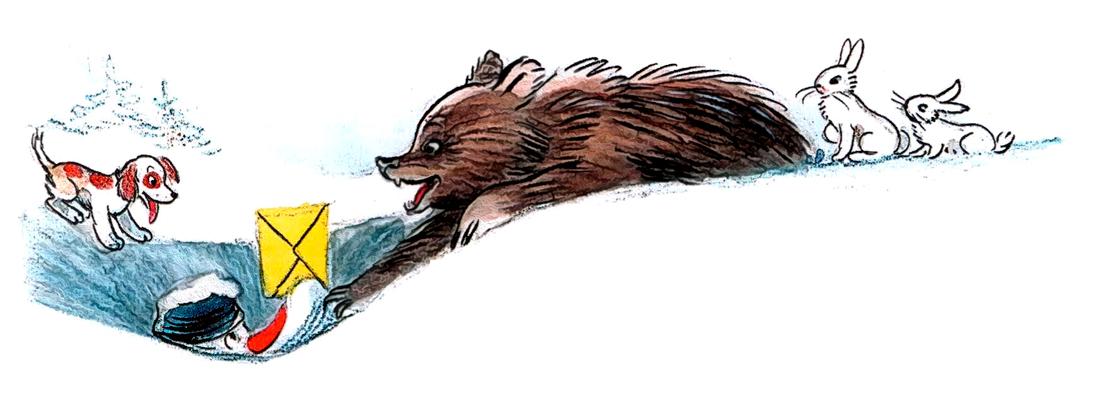 Медведь помогает Снеговику